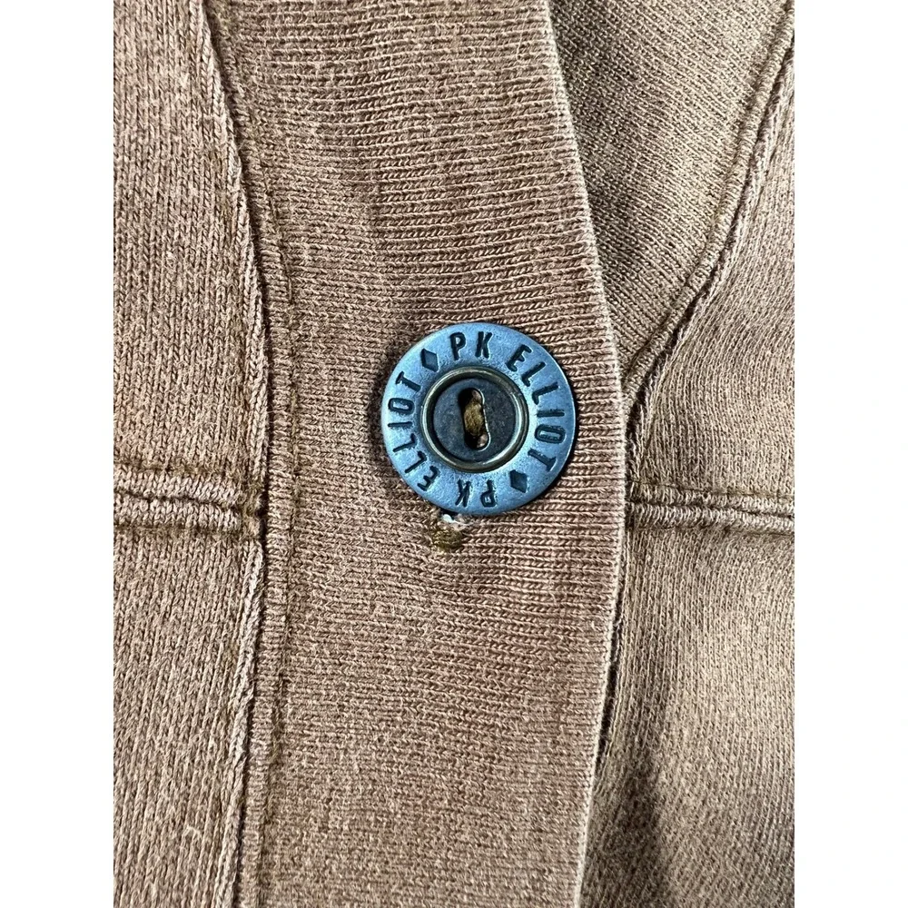 Vintage PK Elliot Mens Brown Tiered Cotton Cardigan V-Neck Button Front Large